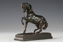 "Cheval Turc n°3, " Signed Barye and F. Barbedienne Fondeur, 19th Century