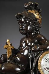 Importante pendule de cheminée « Enfant Guerrier », de H. Dasson