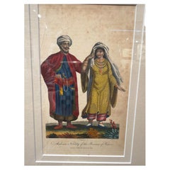 Hand-Colored English Engraving of Arabian Nobility of Yemen, Circa 1810