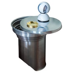 Brushed Aluminum Capitello Side Table, Italian Minimalist Design, in stock