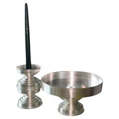 Set di 15 portacandele italiani in ottone placcato argento, design moderno