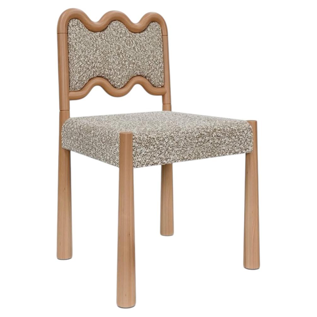 Chaise de salle à manger « April » en chêne, fabriquée à la main, finition et tissu sur mesure