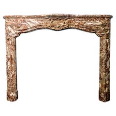Antique French Louis XV Rouge Marble Fireplace Mantel
