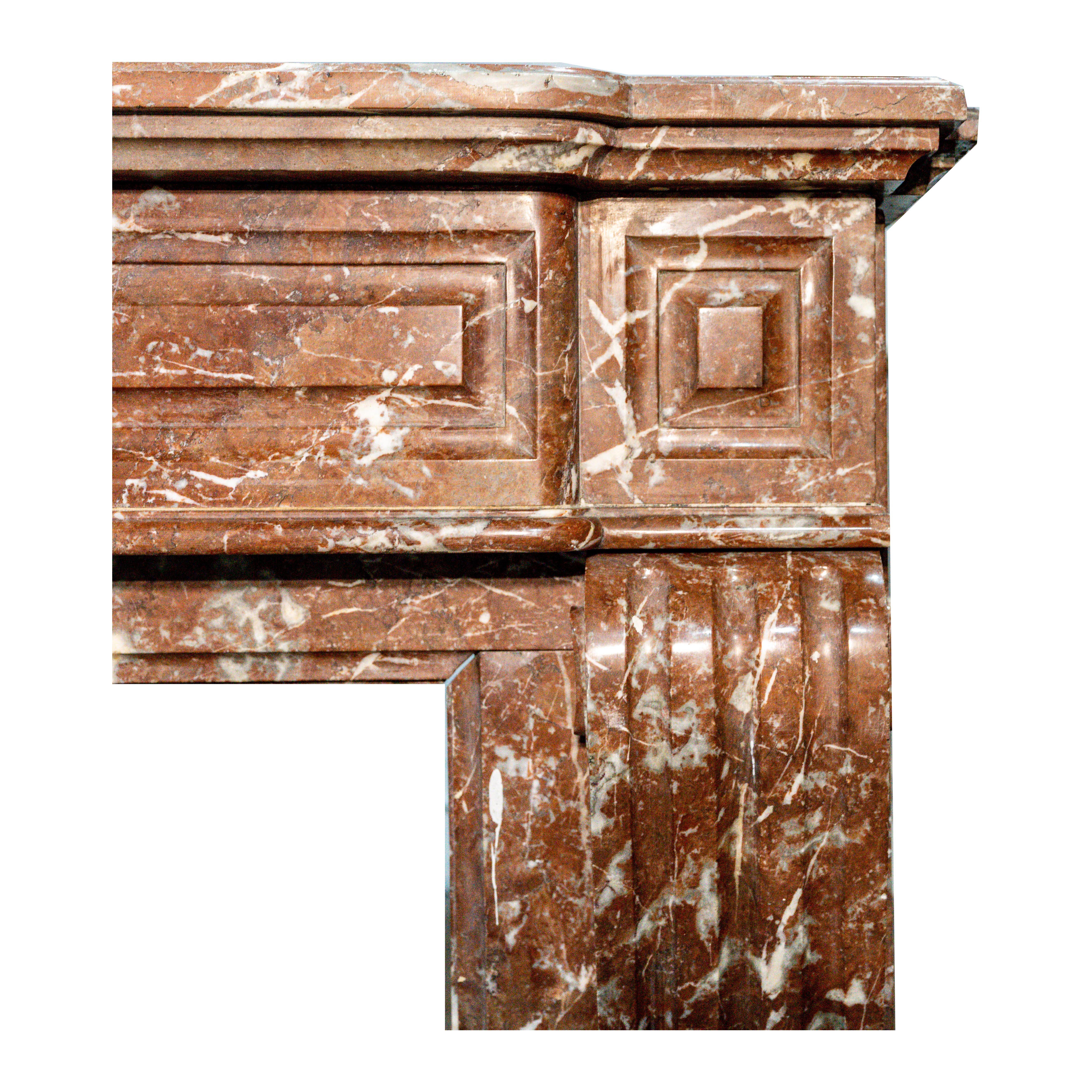 French Antique Louis XVI Rouge Marble Fireplace Mantel For Sale