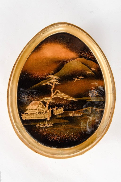 Late 19th Century Meiji Gold Lacquered Kobako (Decorative Box with Tray)