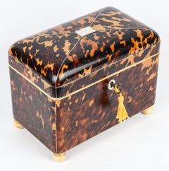 19th Century English Tortoiseshell Tea Caddy