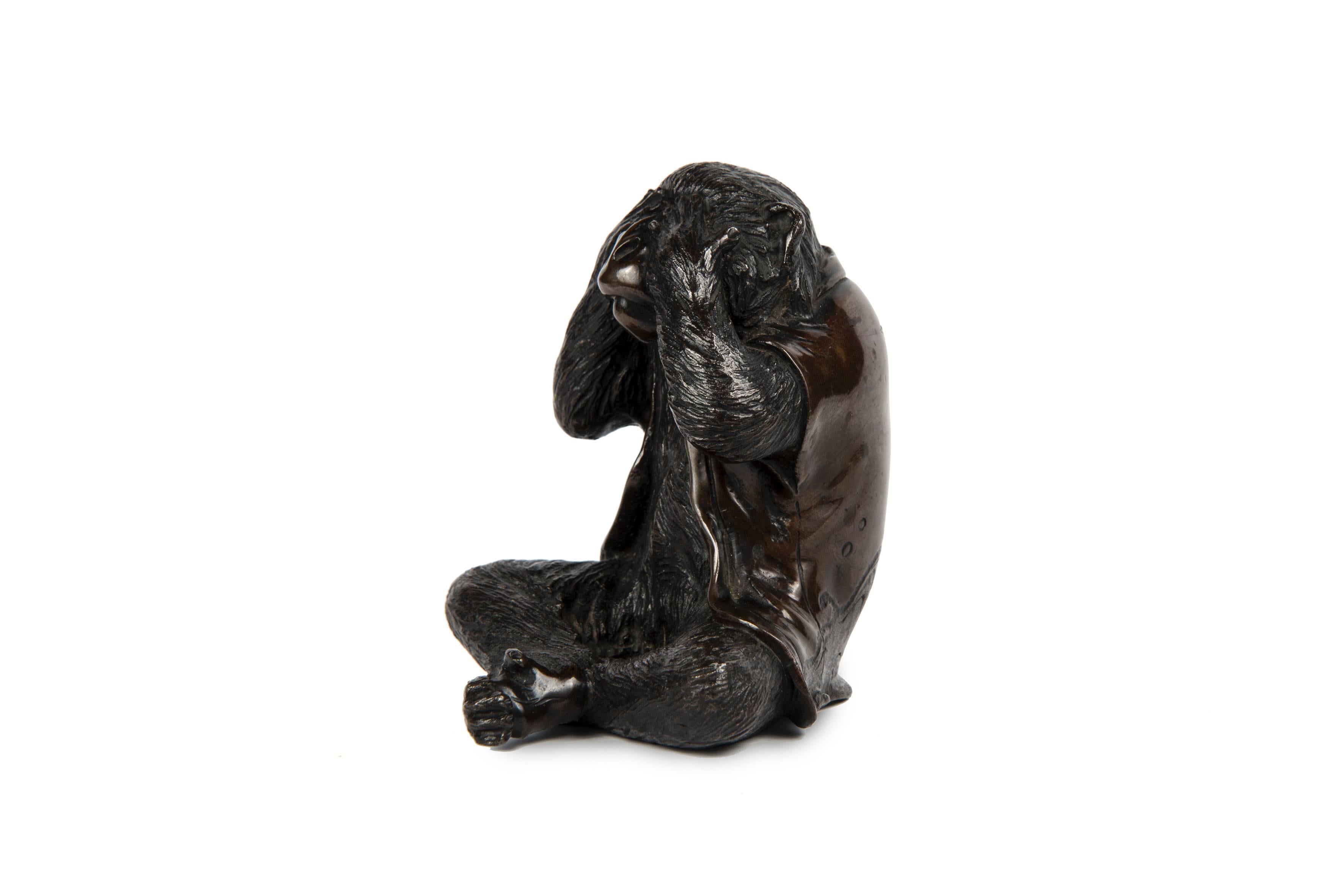 Japanese Meiji Bronze Monkey For Sale