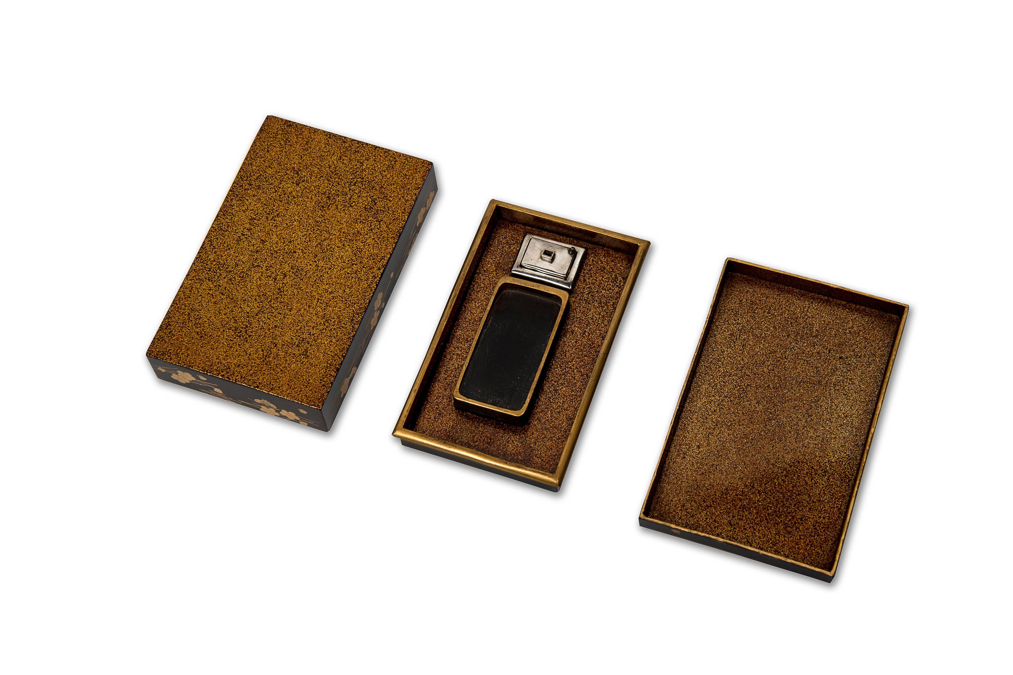Wood Meiji Japanese Black and Gold Lacquered Suzuribako 'Writing Box'