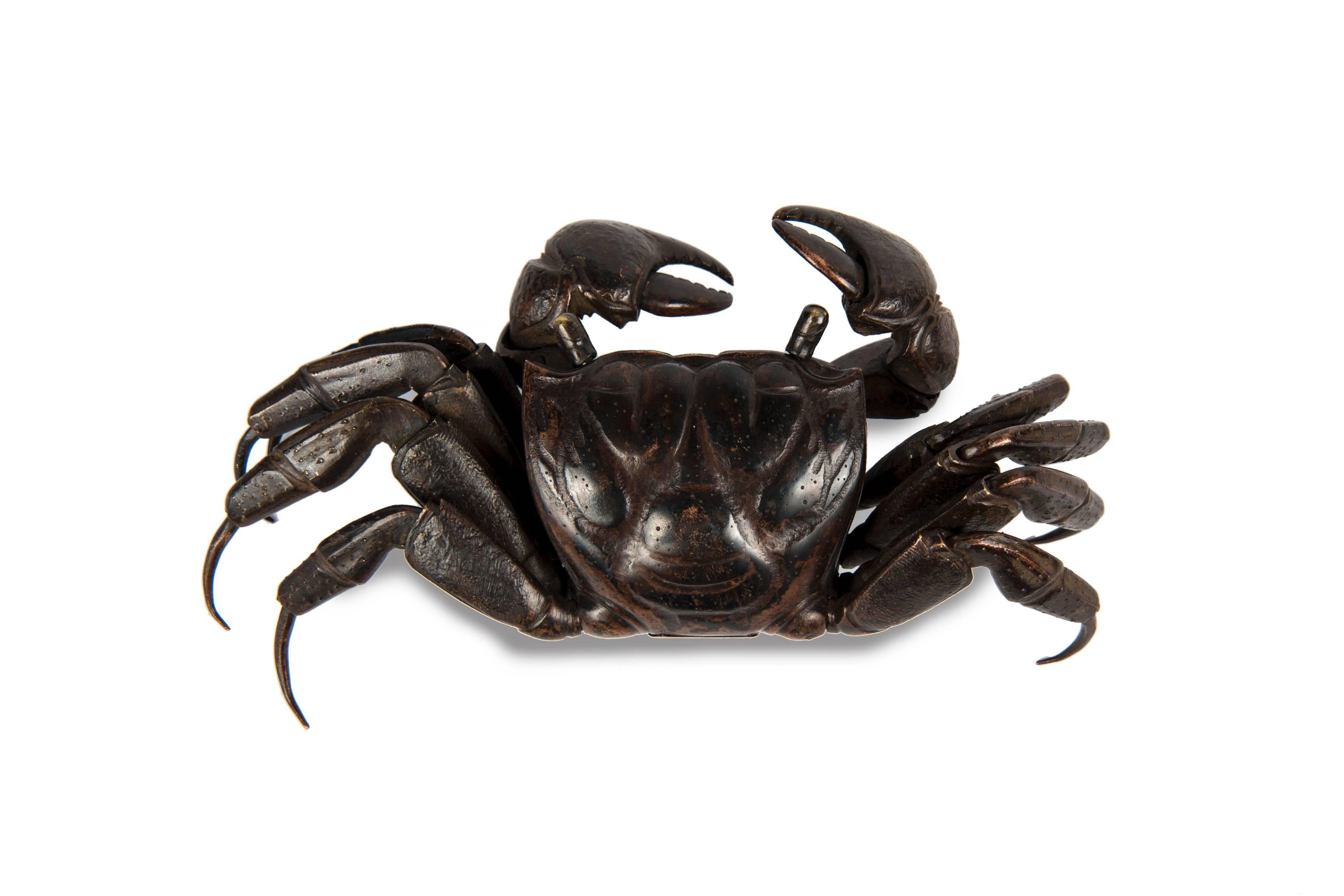 Meiji Japanese Articulated Bronze Crab Jizai In Excellent Condition In Paris, FR
