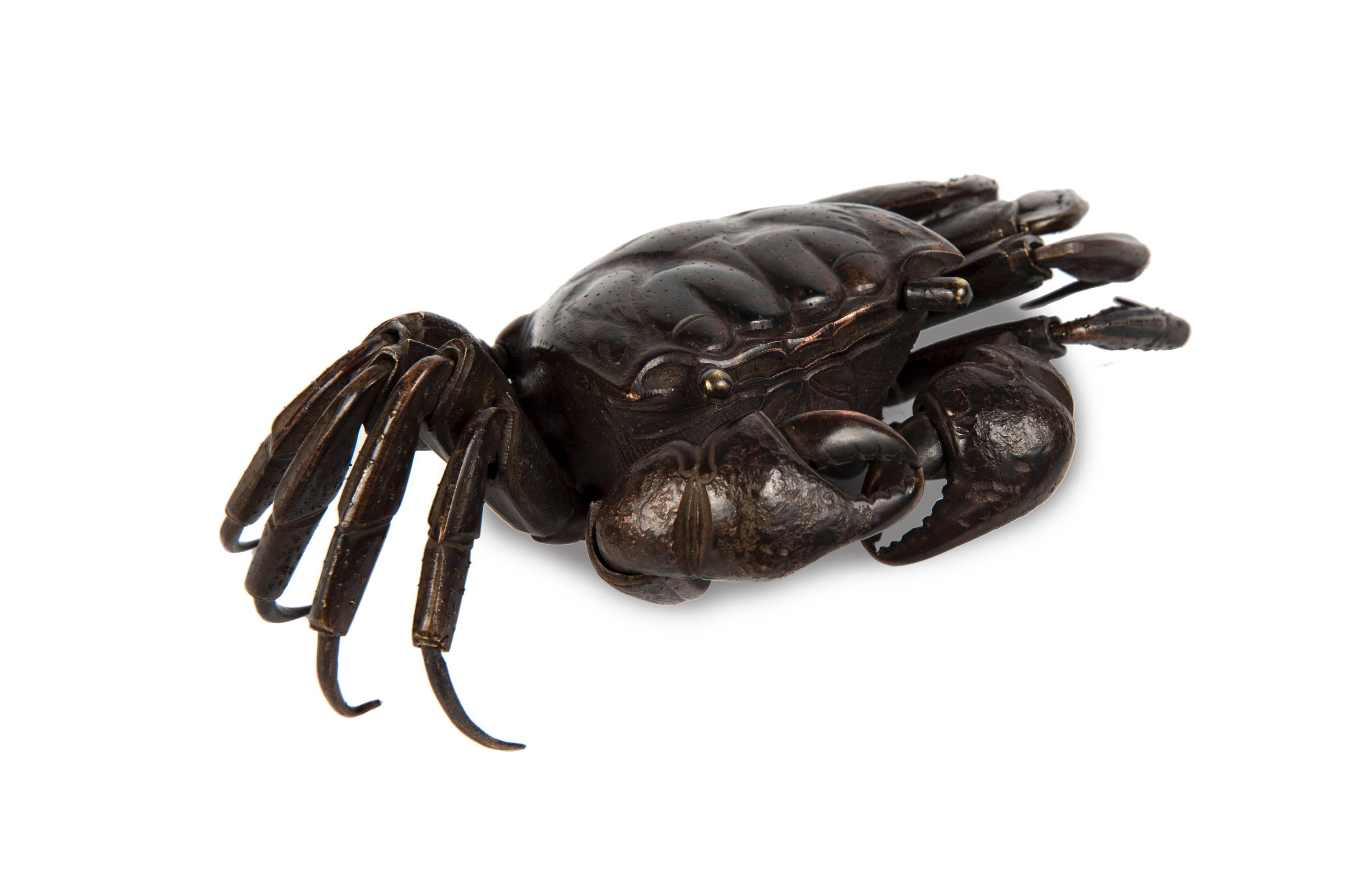 Meiji Japanese Articulated Bronze Crab Jizai 1