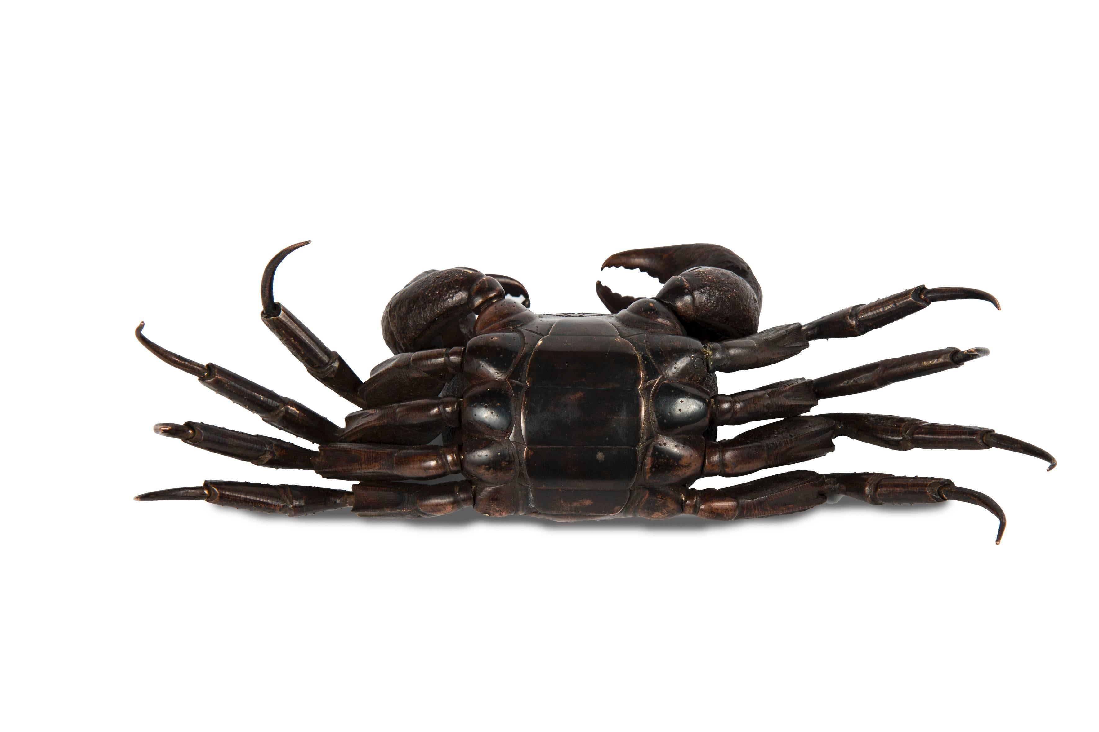 Meiji Japanese Articulated Bronze Crab Jizai 2