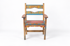 1970's Painted Wooden Folk Art Santa Fe Revival Style Chair