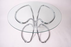 Giotto Stoppino Italian Glass and Tubular Steel Dining Table