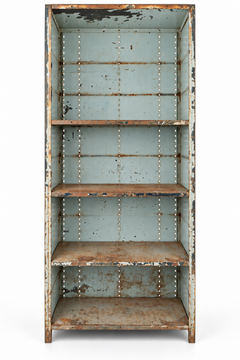 Vintage Industrial Metal Shelving Unit, Rustic Style, Adjustable, 1950