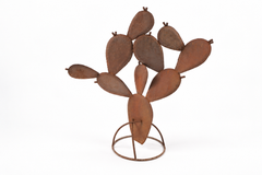 Escultura de cactus de hierro forjado de estilo «Mid-Century Modern», diseño rústico, década de 1960