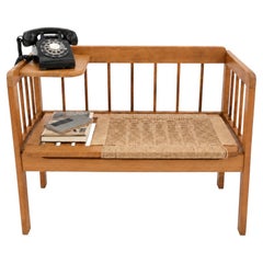 MCM Yugoslavian Telephone Bench with Danish Papercord Seat