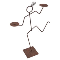 Post-Modern Figurative Candelabra, Welded Wrought Iron, USA, 1980