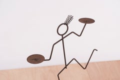 Post-Modern Figurative Candelabra, Welded Wrought Iron, USA, 1980