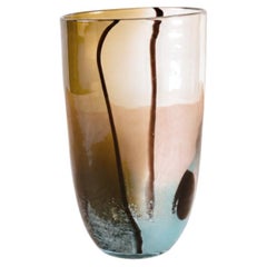Mid-Century Modern Uci Murano Glass Vase, Amber and Aqua, Italy, 1960s