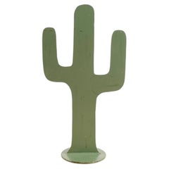 Mid-Century Modern Green Metal Cactus Sculpture