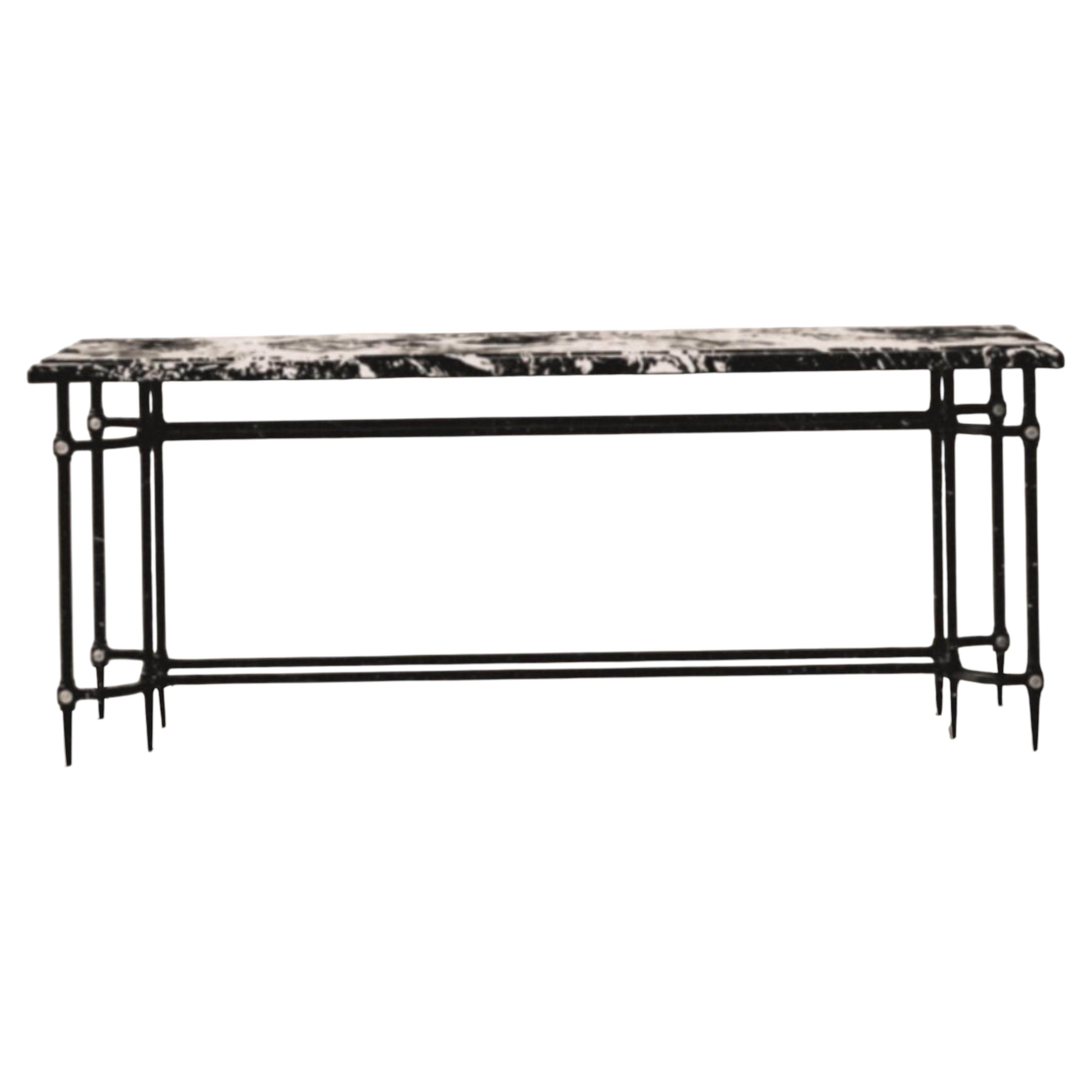 Elegant, Stone and Metal "Classic" Console Table, Parisii Collection