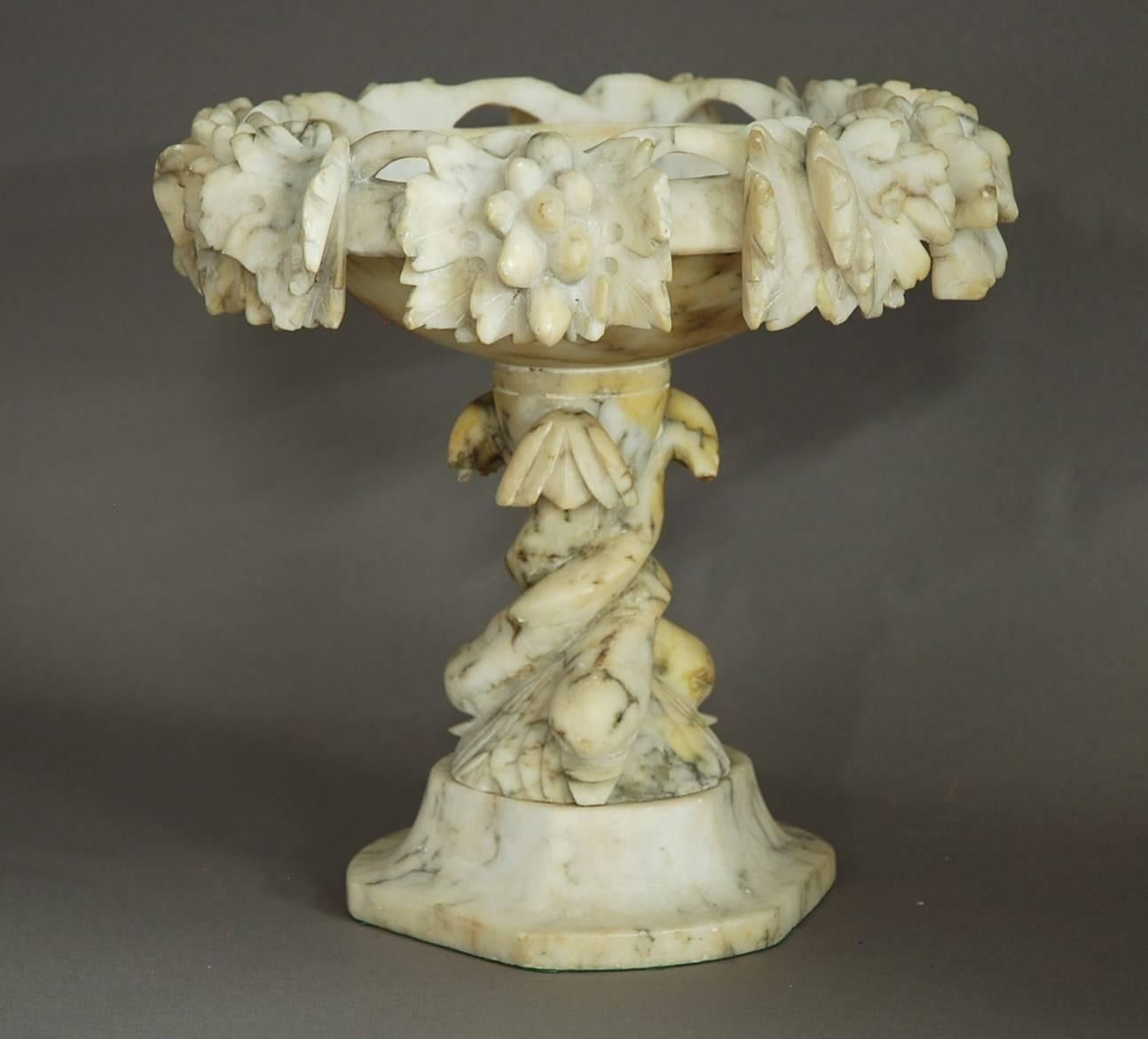 Italian 19th Century Decorative Alabaster Tazza