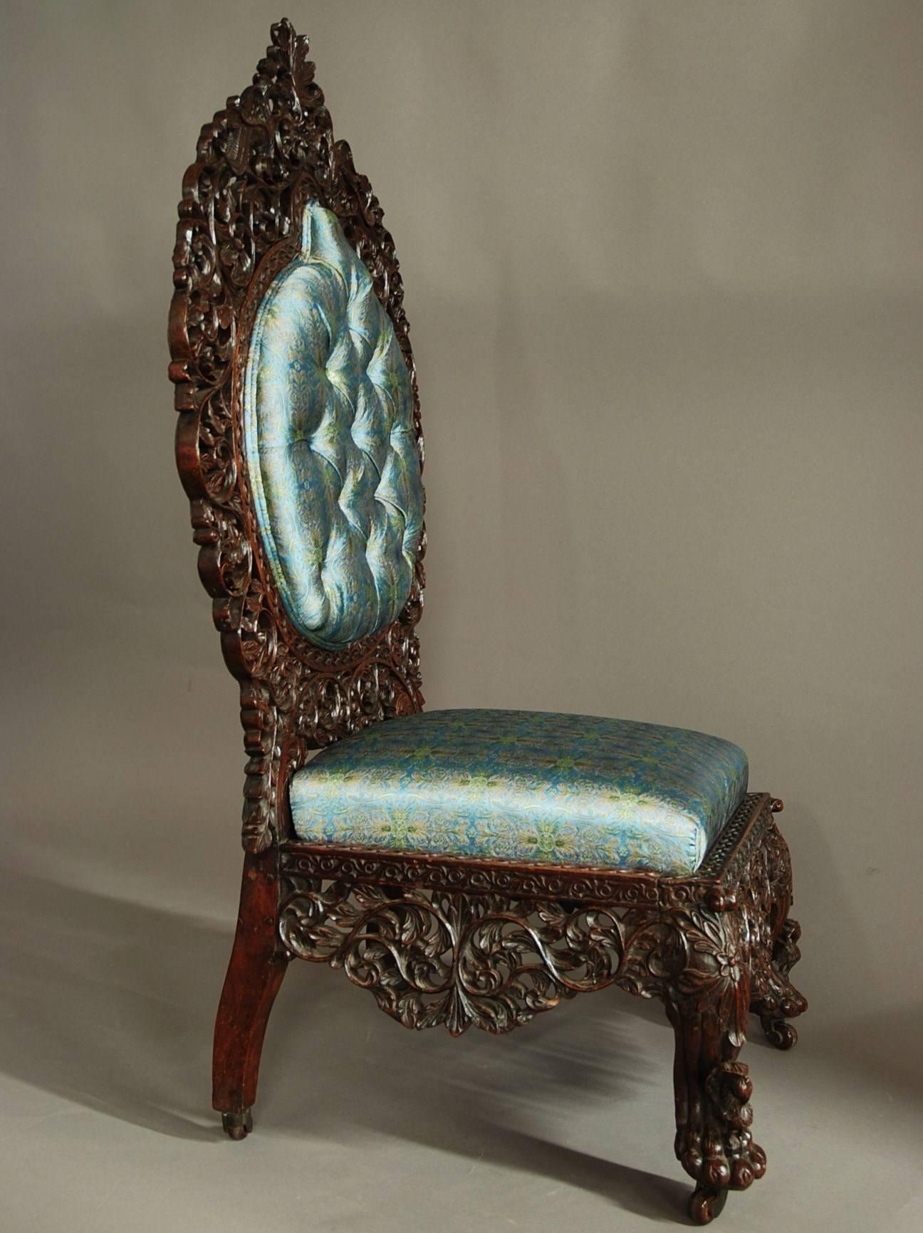 19th Century Superb Quality Anglo-Indian Rosewood Upholstered Side Chair