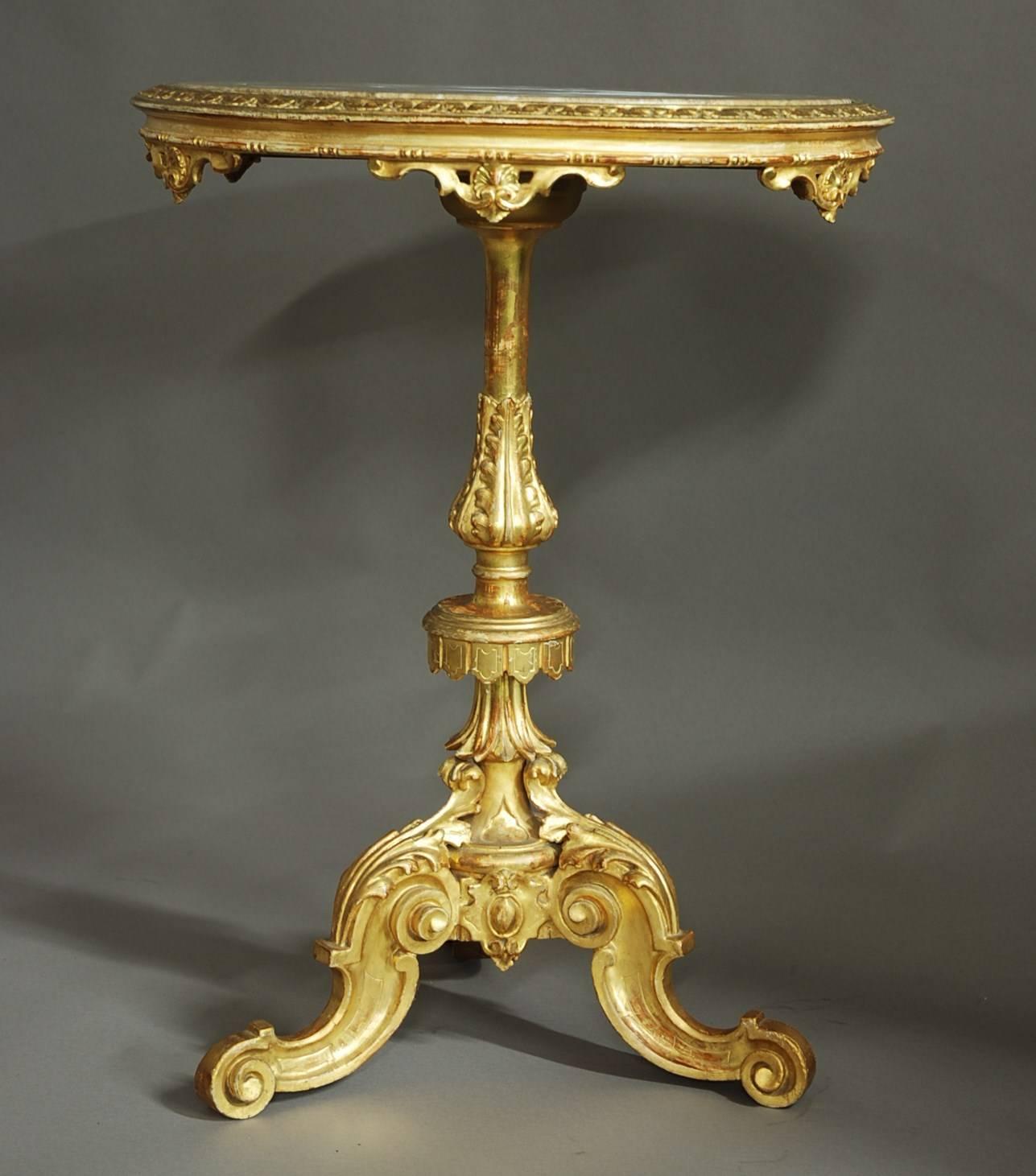 Decorative Late 19th Century Italian Carved Giltwood Marble-Top Centre Table In Excellent Condition In Suffolk, GB