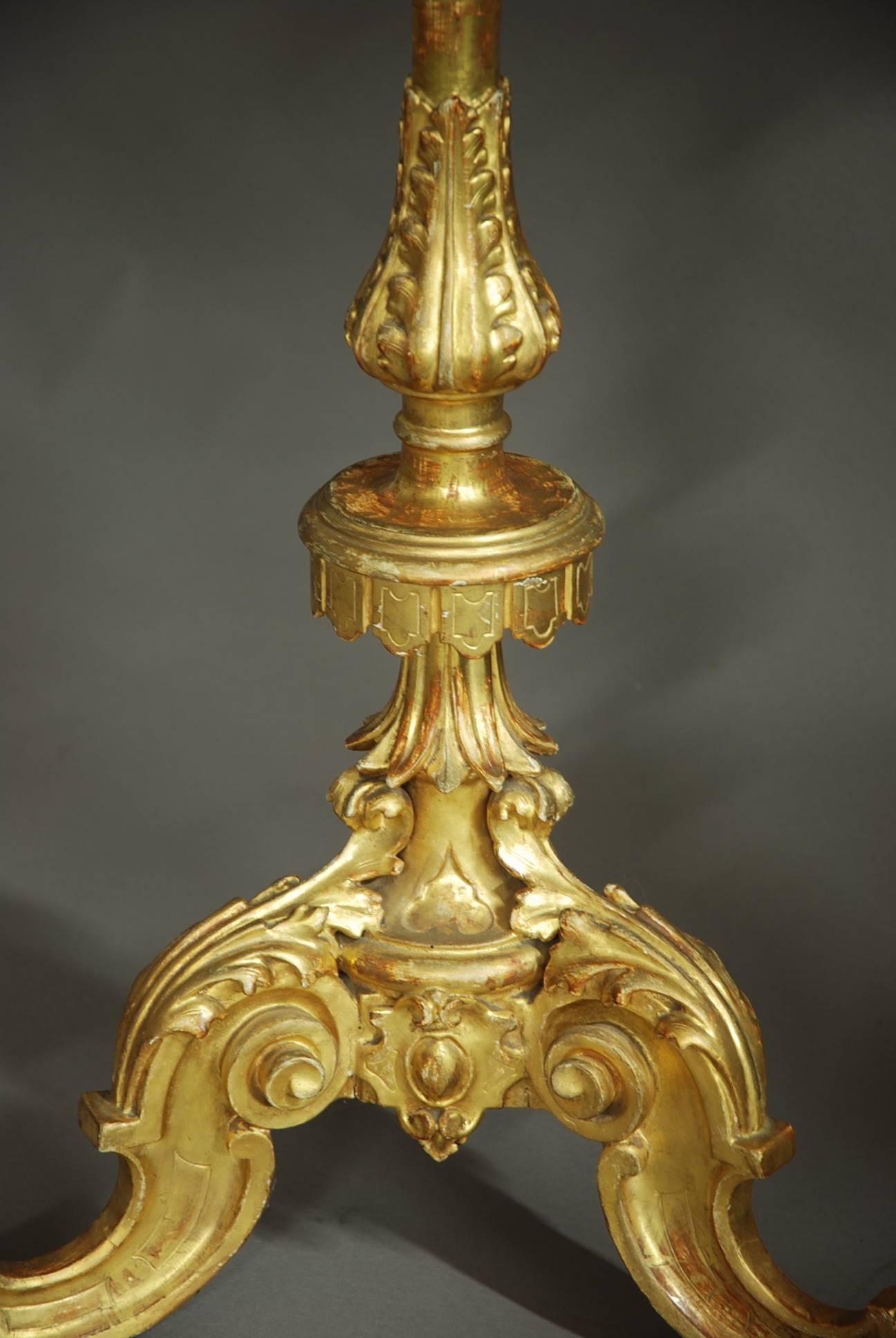 Decorative Late 19th Century Italian Carved Giltwood Marble-Top Centre Table 2