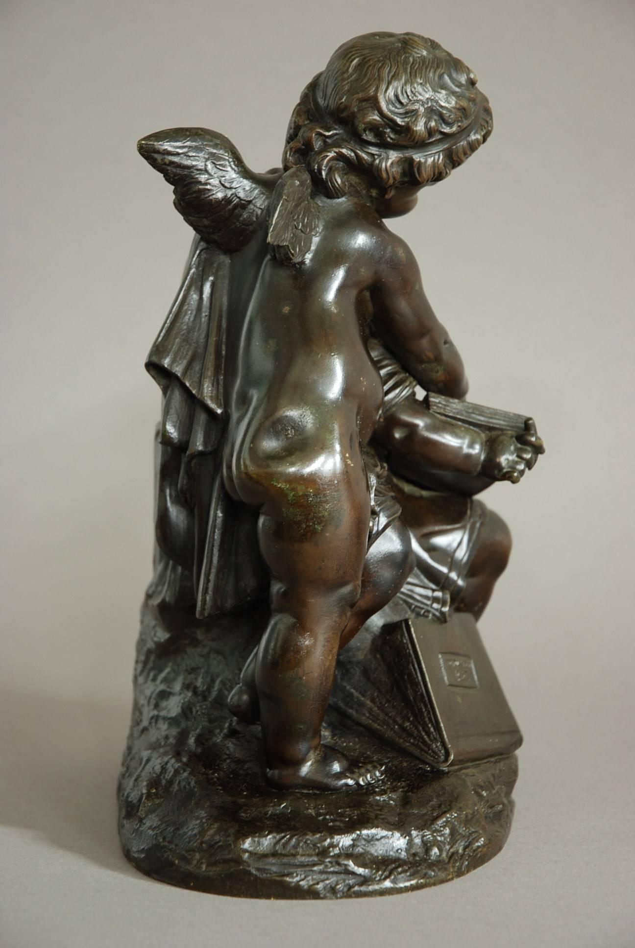 19th Century French Bronze of a Putto and Young Girl  3