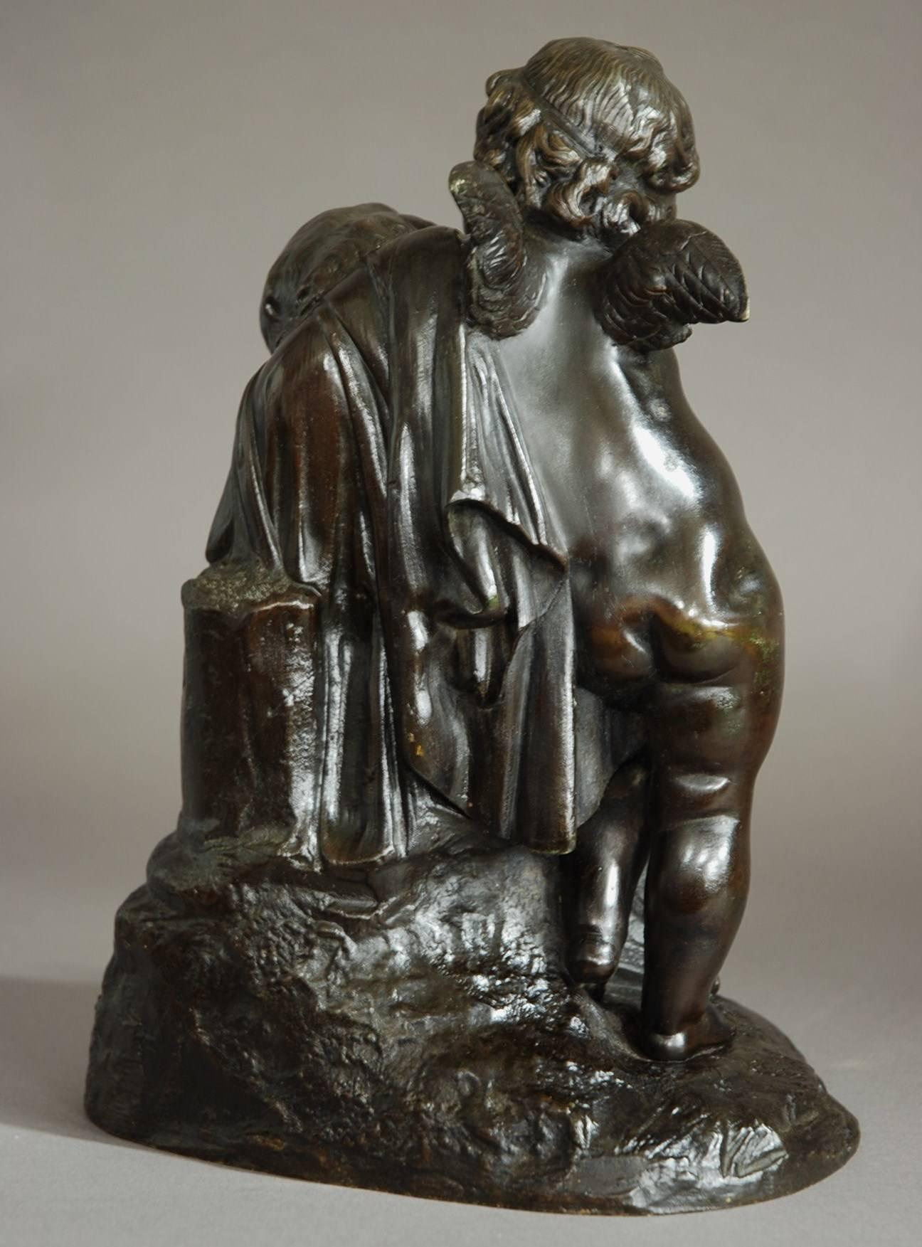 19th Century French Bronze of a Putto and Young Girl  4