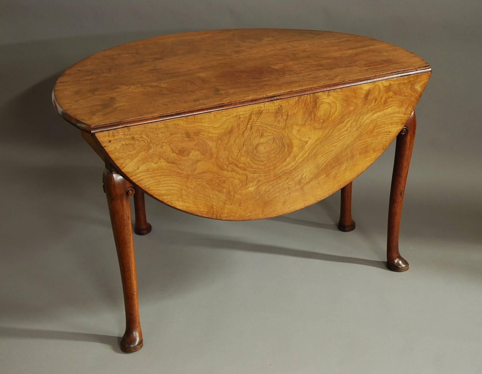 English Mid-18th Century Well Figured Mahogany Pad Foot Table