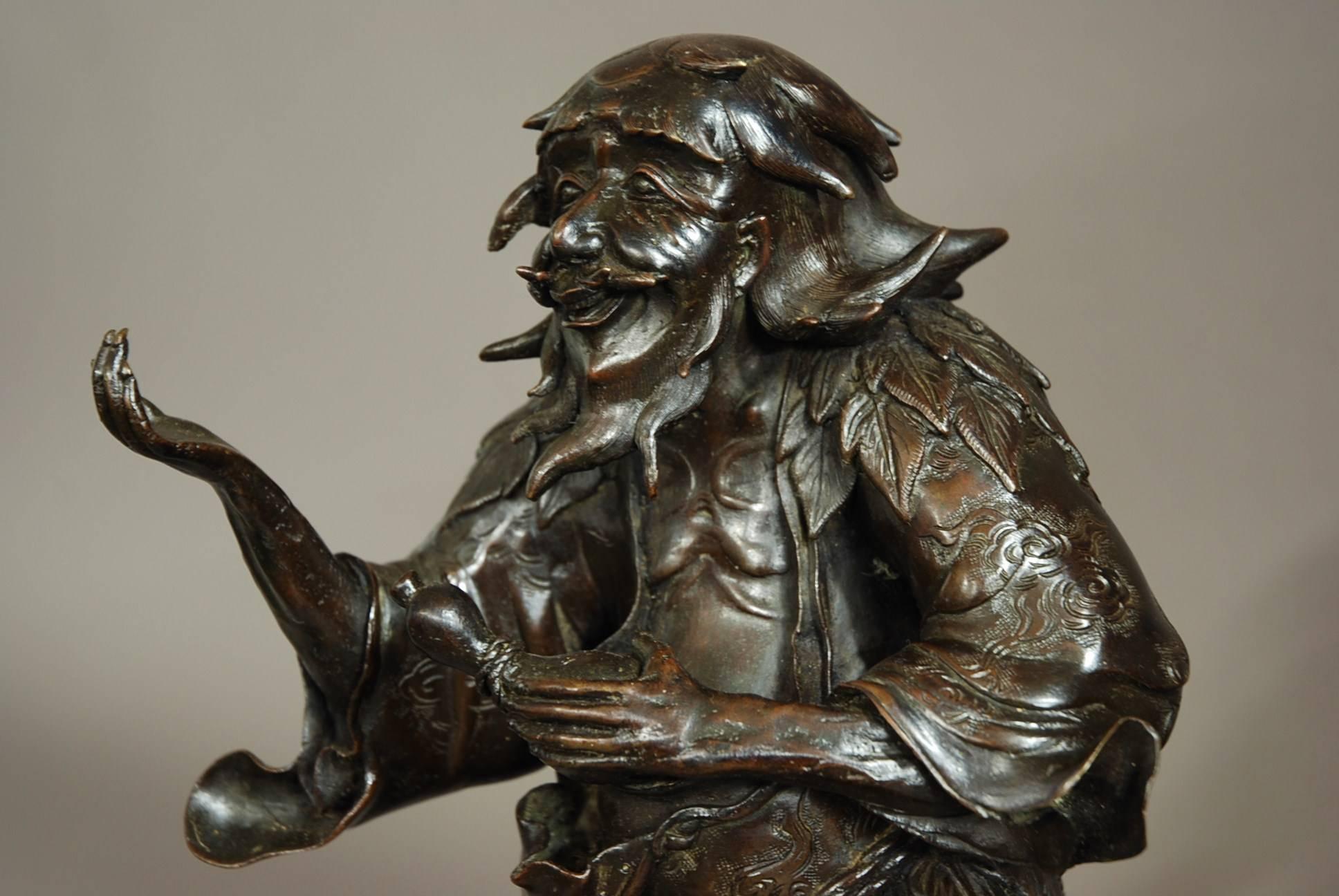 Late 19th Century Chinese Bronze of a Wild Man In Good Condition For Sale In Suffolk, GB