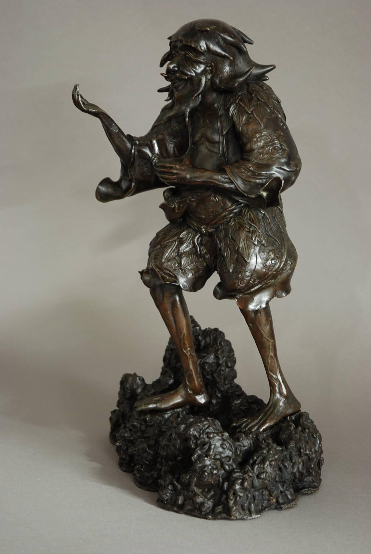 Late 19th Century Chinese Bronze of a Wild Man For Sale 1