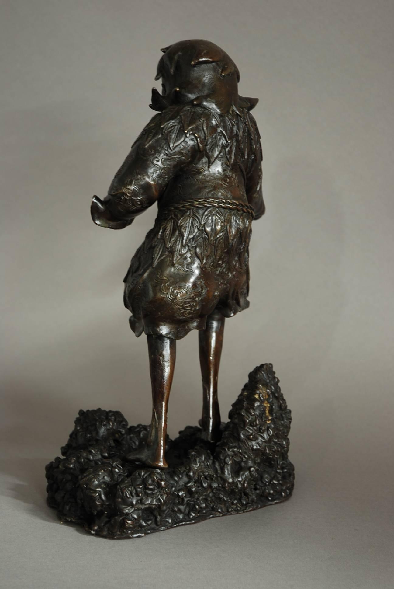 Late 19th Century Chinese Bronze of a Wild Man For Sale 2