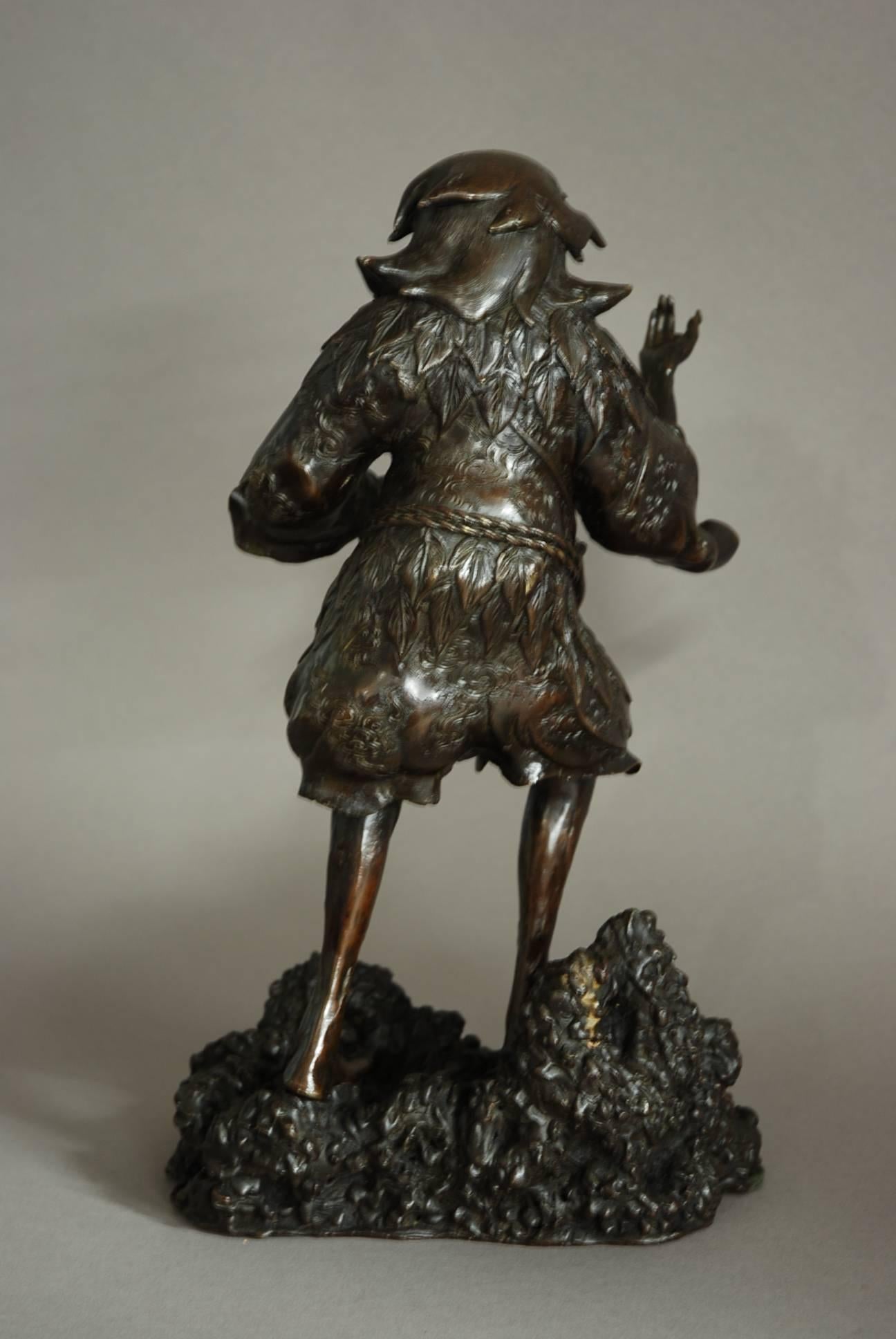 Late 19th Century Chinese Bronze of a Wild Man For Sale 3