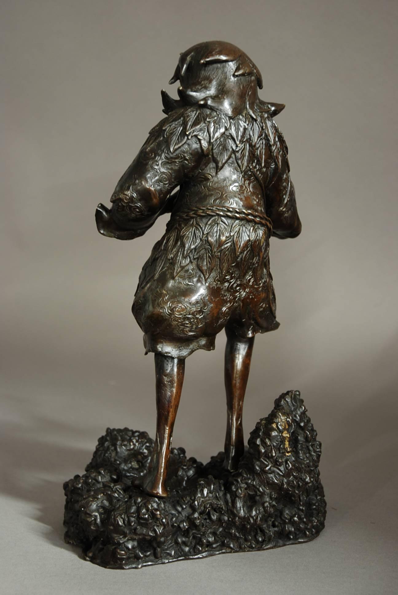 Late 19th Century Chinese Bronze of a Wild Man For Sale 4