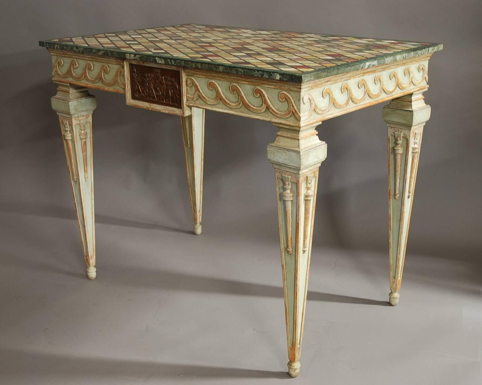 Marble Highly Decorative Pair of Early 20th Century Italian Painted Console Tables For Sale