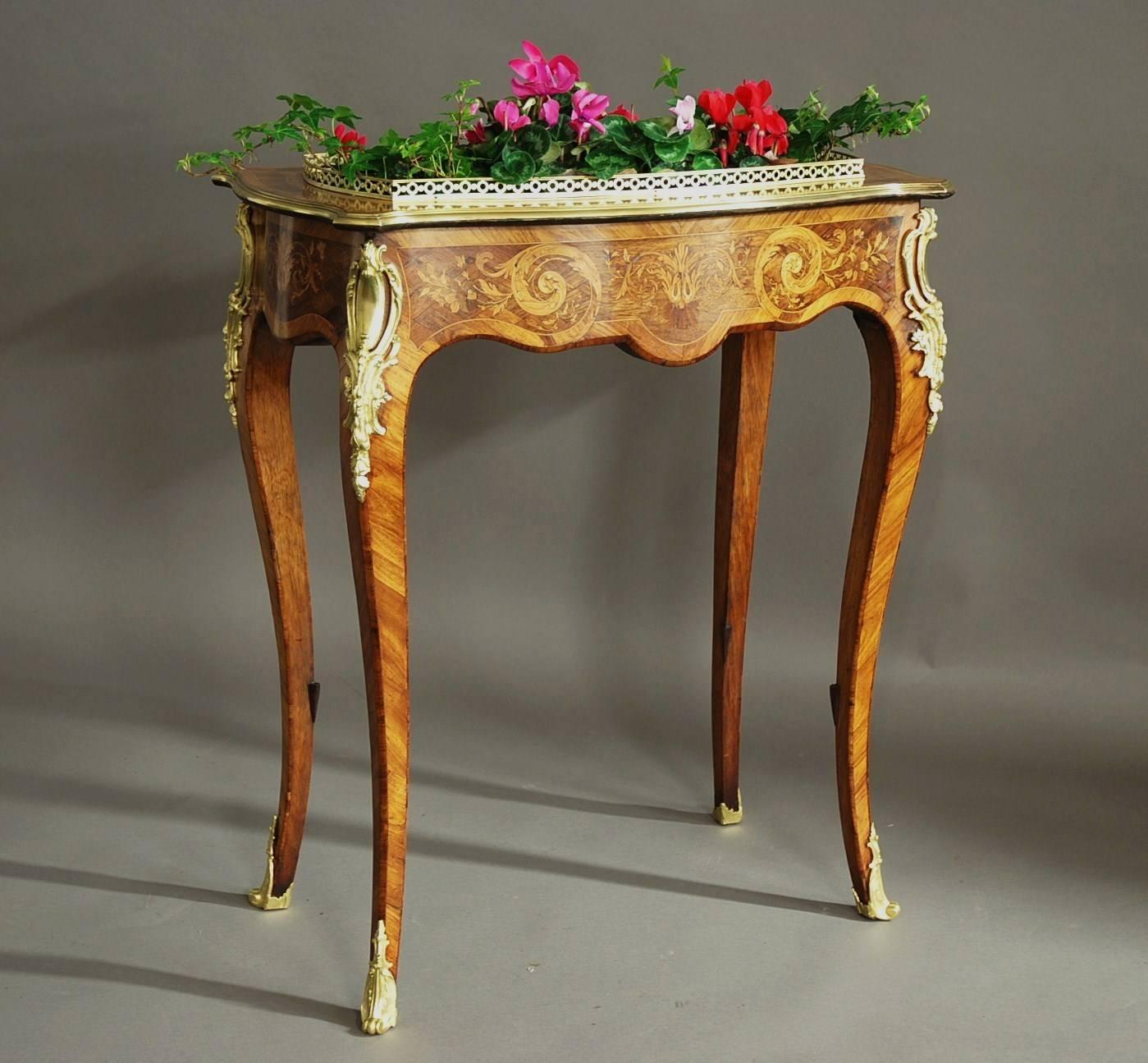 English Edwards & Roberts Inlaid Plant Stand or Jardiniere