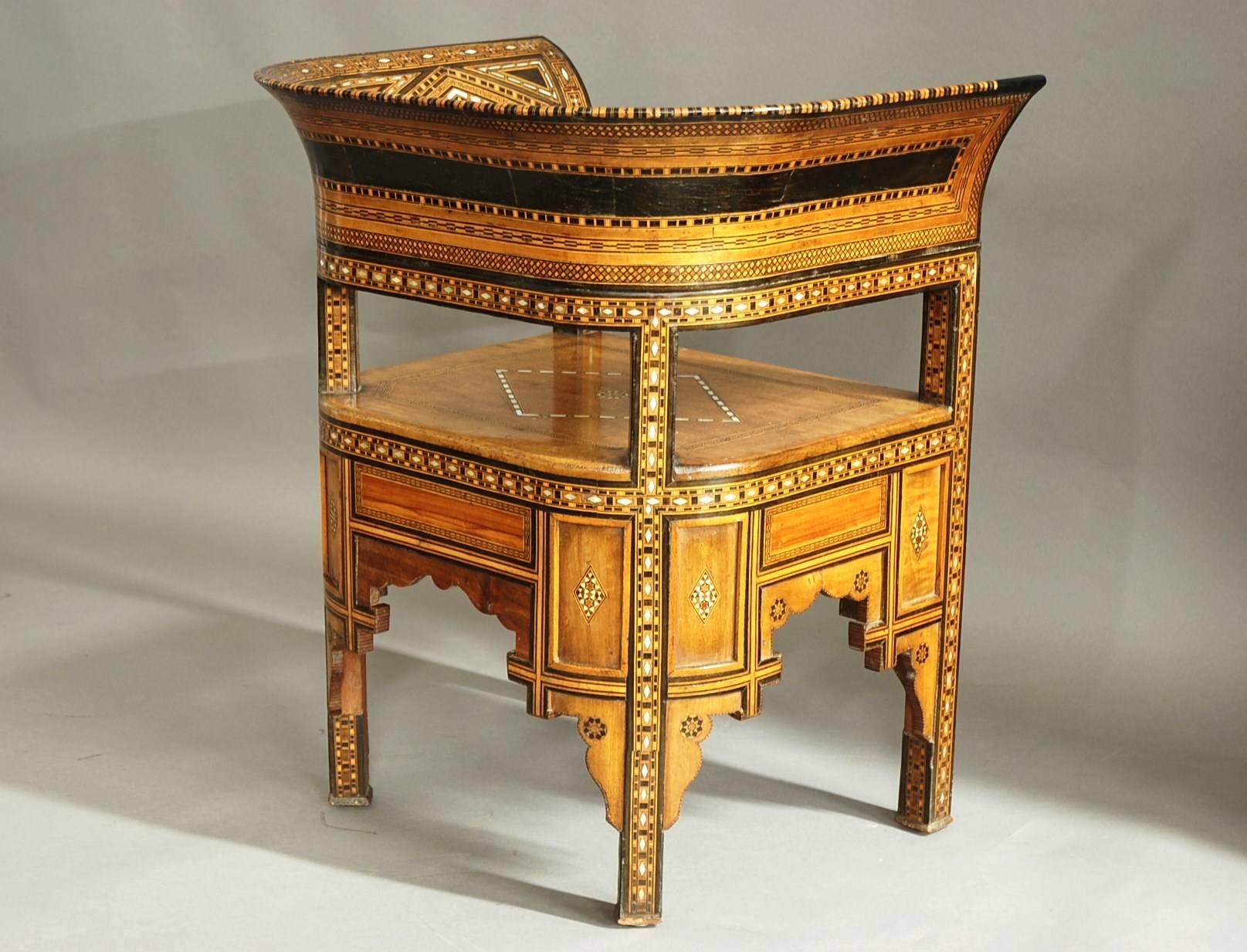 Late 19th-Early 20th Century Middle Eastern Damascus Armchair 4