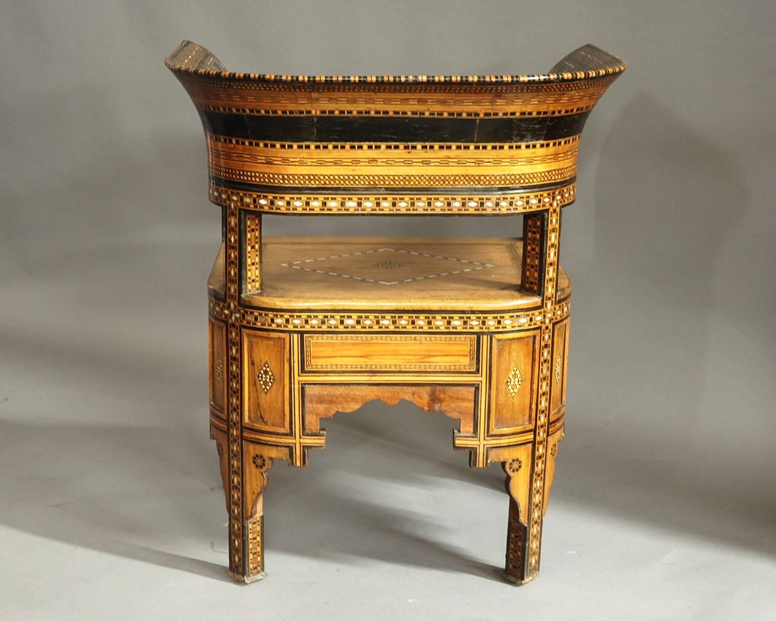 Late 19th-Early 20th Century Middle Eastern Damascus Armchair 2