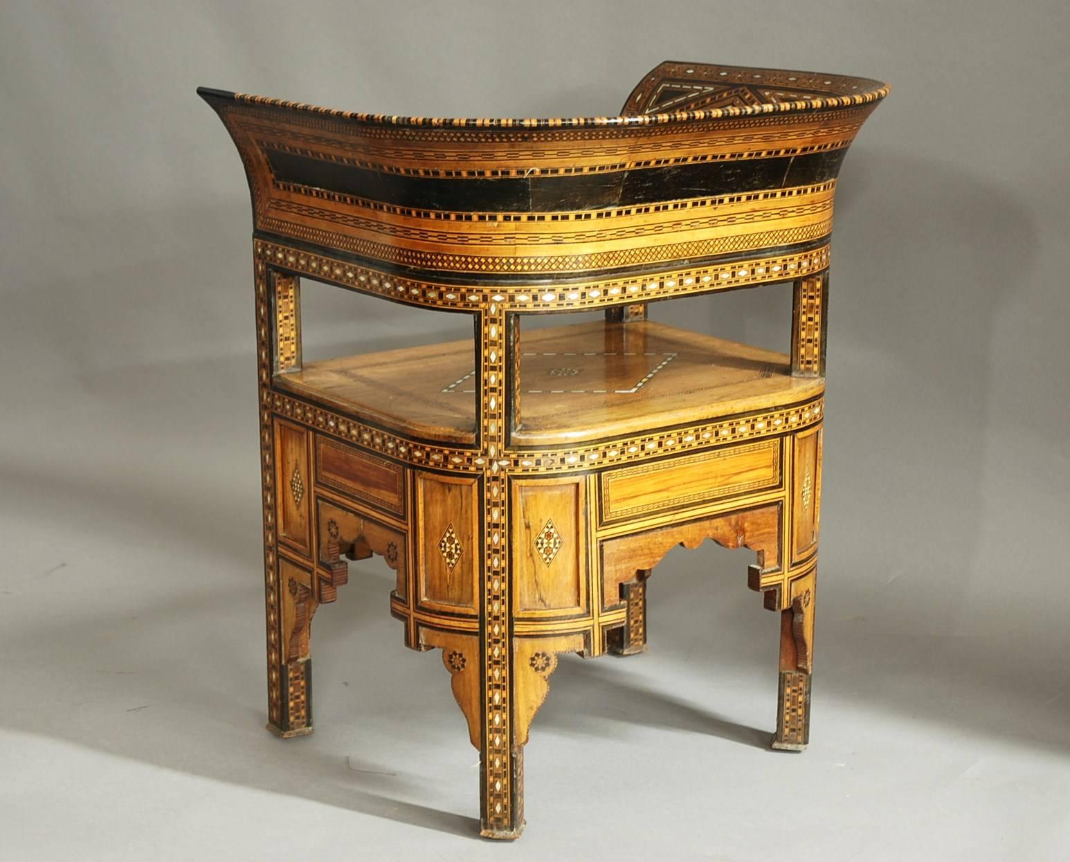 Late 19th-Early 20th Century Middle Eastern Damascus Armchair 3