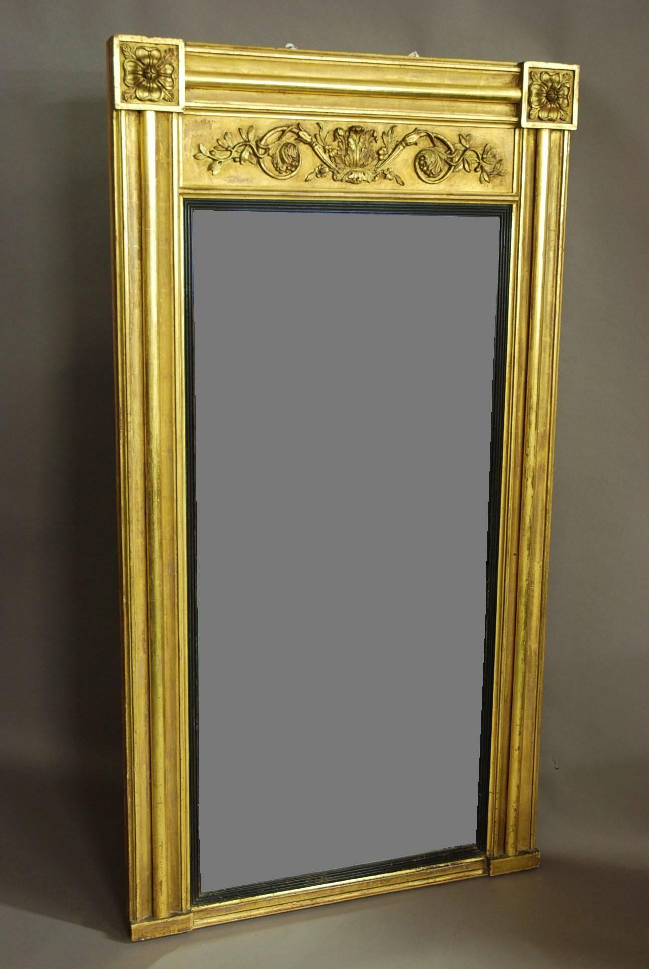 English Early 19th Century Regency Gilt Pier Mirror of Large Proportions
