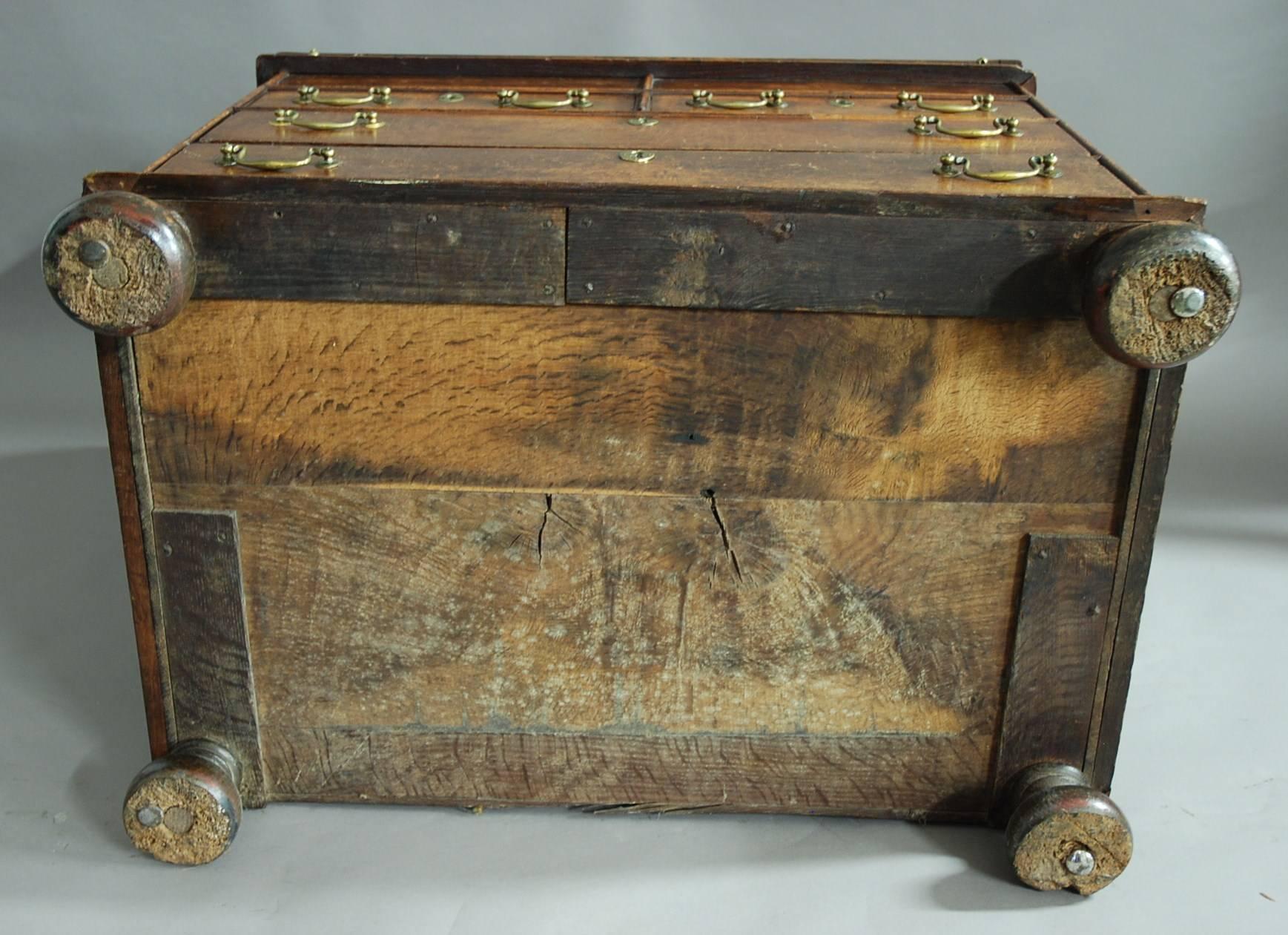 17th Century Rare William & Mary late 17th century oak bureau 