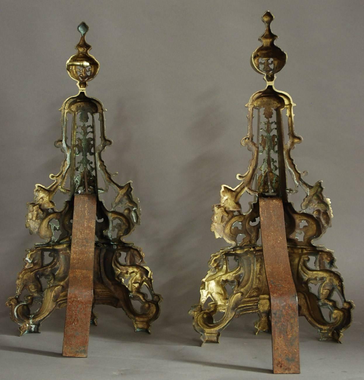 Extremely Large Pair of French 19th Century Chenets or Fire Dogs 5