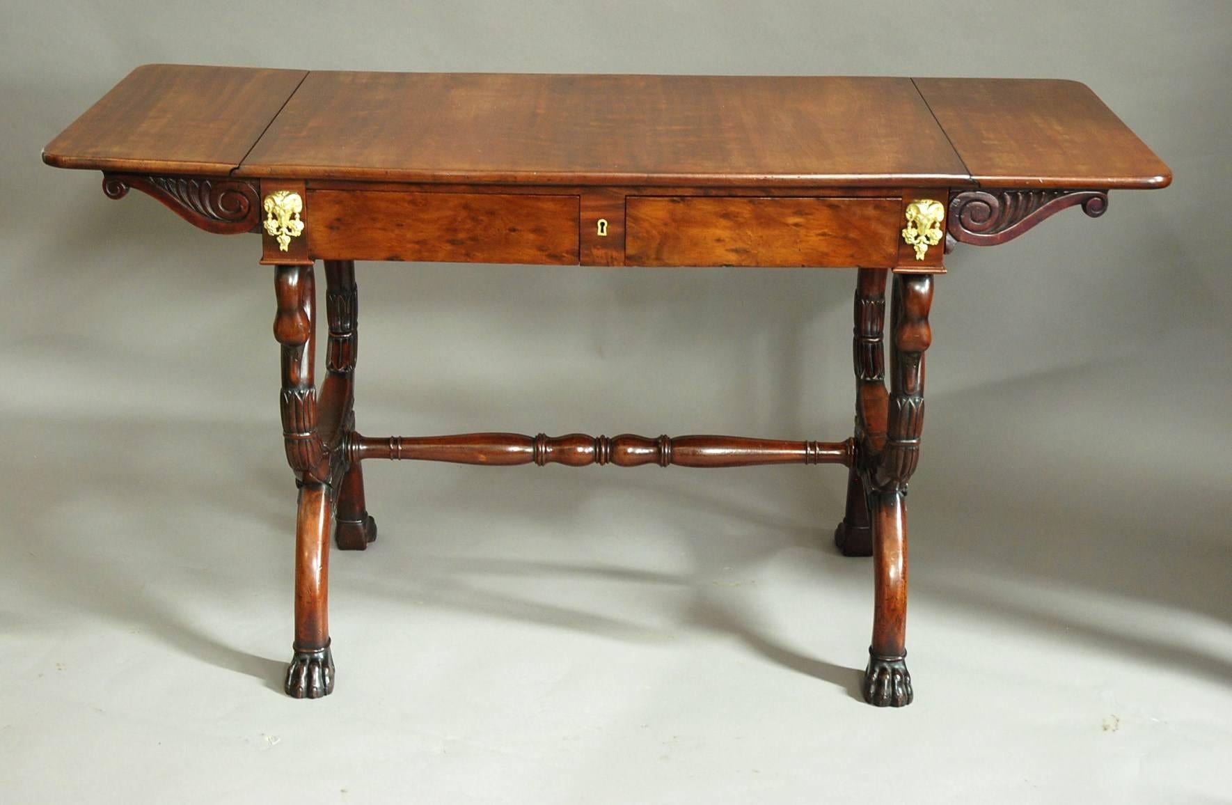 19th Century French Empire Mahogany Sofa Table, Superb Patina and Quality For Sale 1