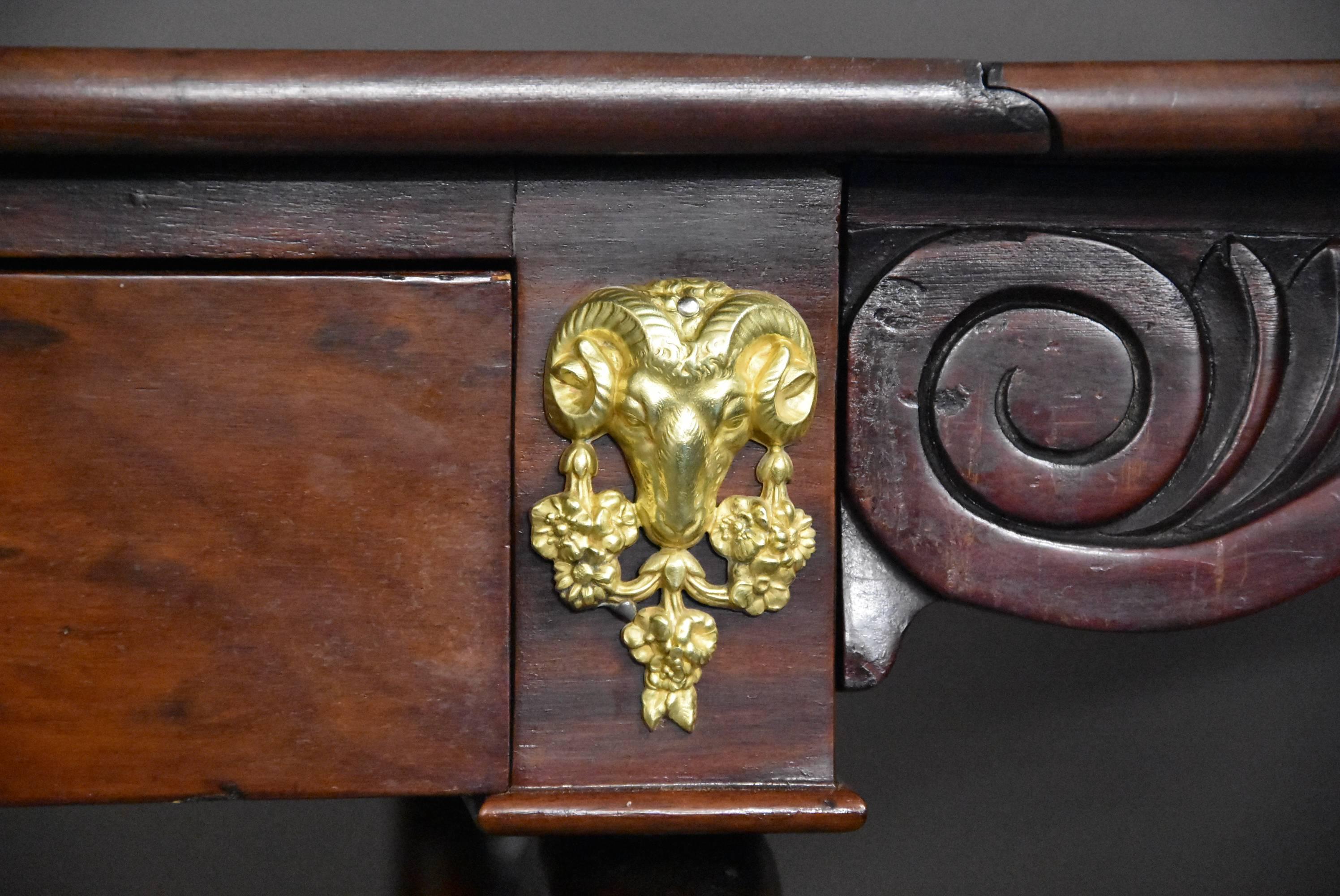 19th Century French Empire Mahogany Sofa Table, Superb Patina and Quality For Sale 5