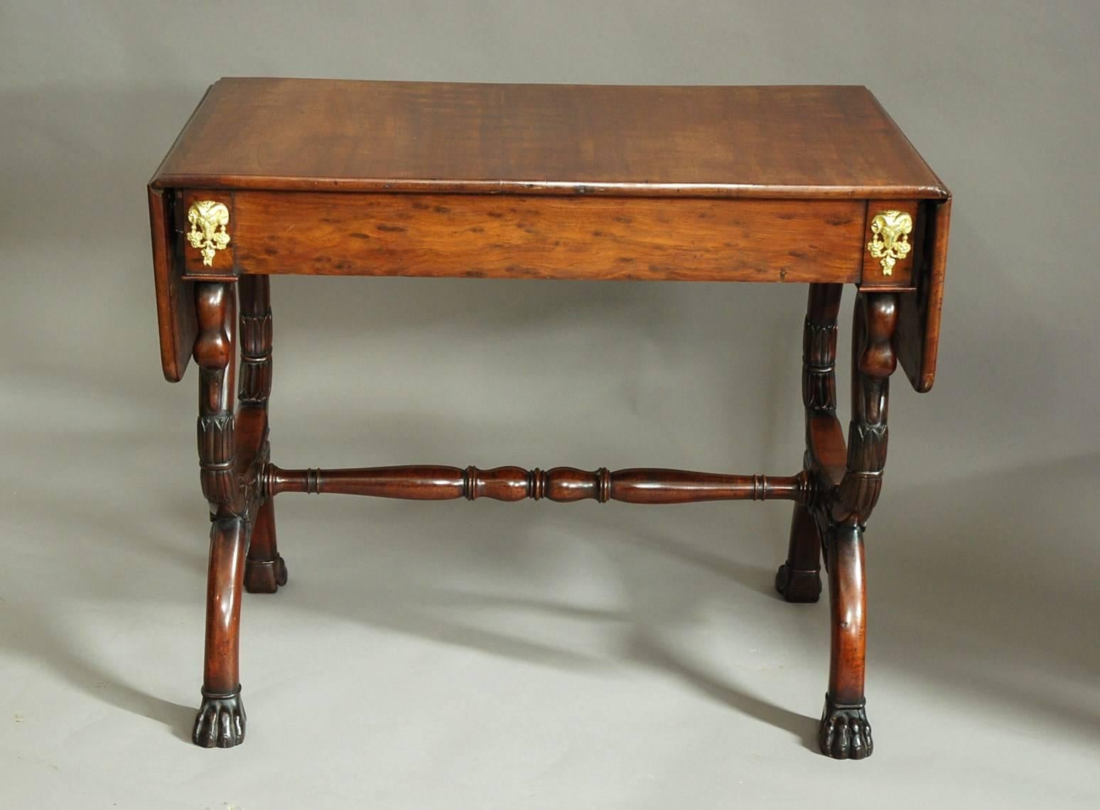 19th Century French Empire Mahogany Sofa Table, Superb Patina and Quality For Sale 4