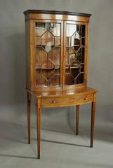 Edwardian Inlaid Mahogany Bow Front Glazed Display Cabinet