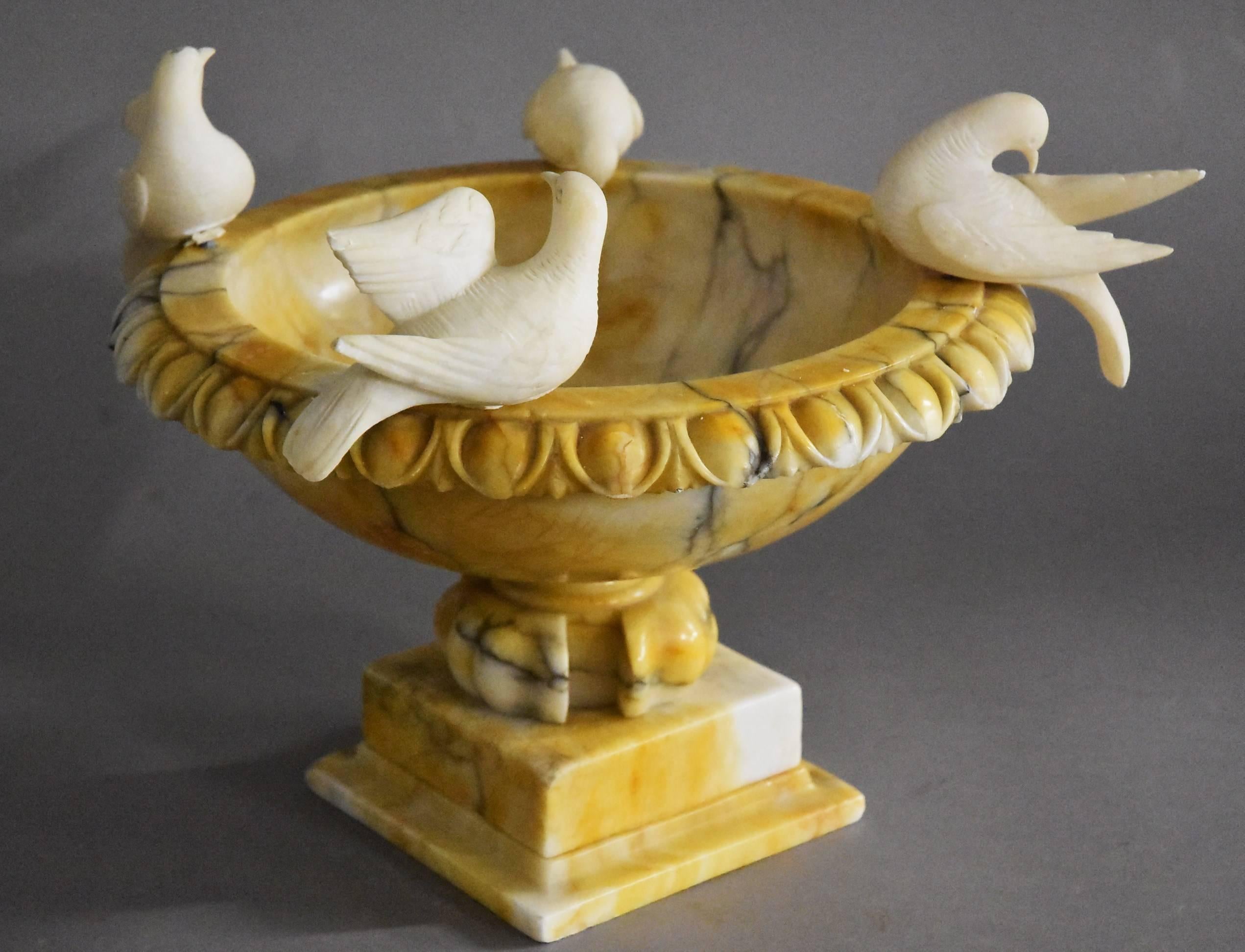 vintage alabaster bird bath